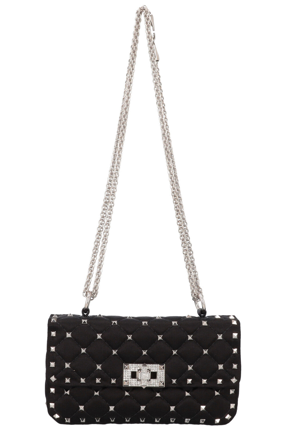 VALENTINO Petit sac Rockstud Spike Cristaux de soie Noir