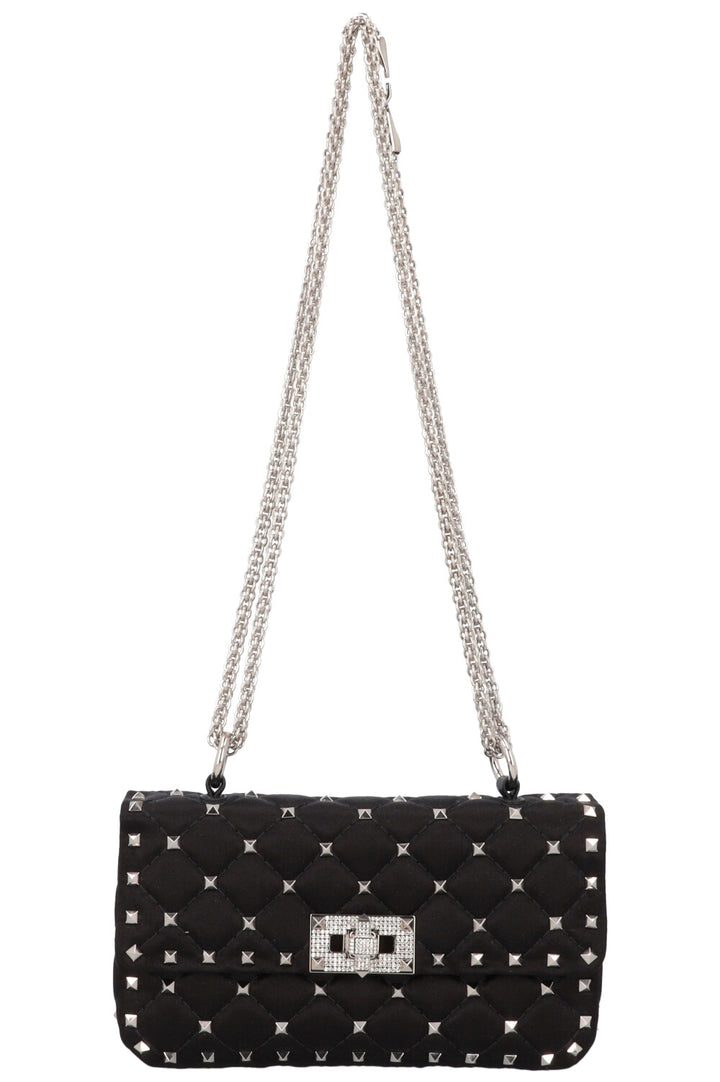 VALENTINO Petit sac Rockstud Spike Cristaux de soie Noir