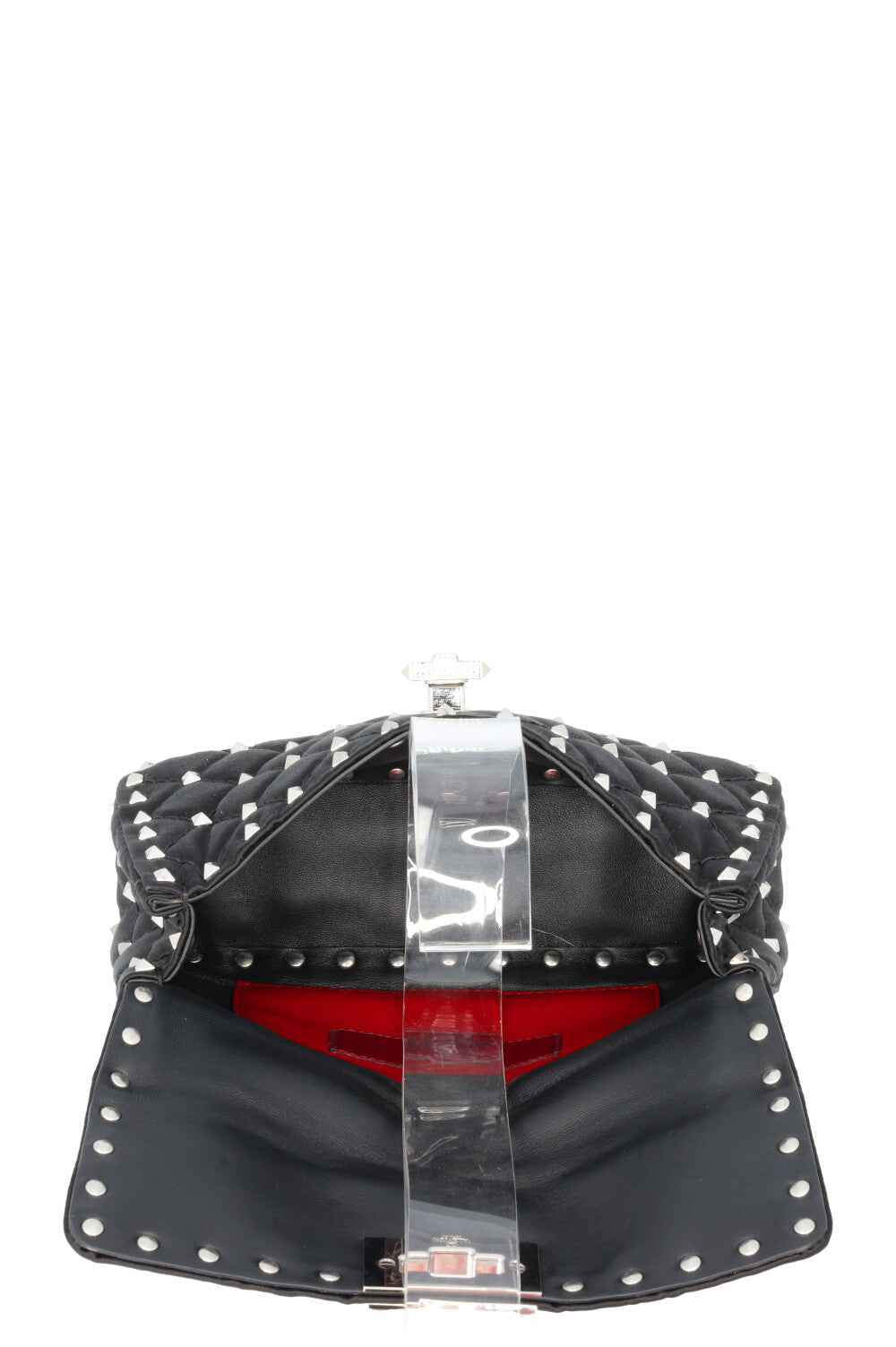 VALENTINO Petit sac Rockstud Spike Cristaux de soie Noir