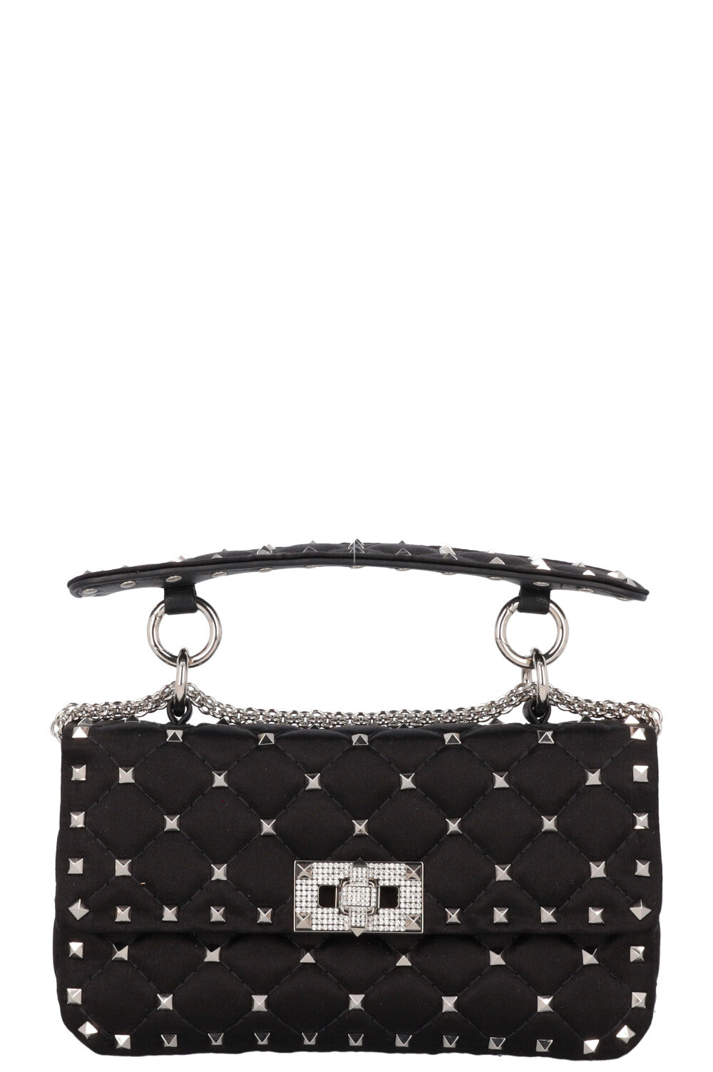 VALENTINO Petit sac Rockstud Spike Cristaux de soie Noir