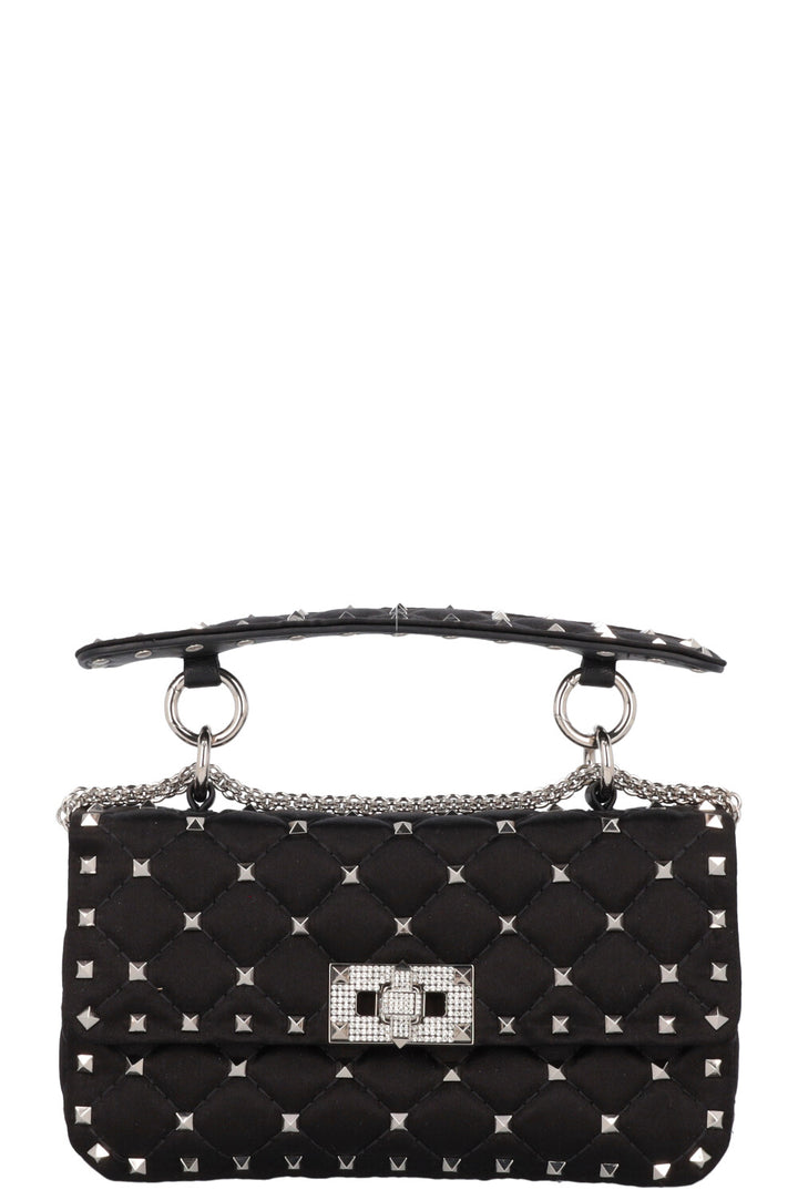 VALENTINO Petit sac Rockstud Spike Cristaux de soie Noir
