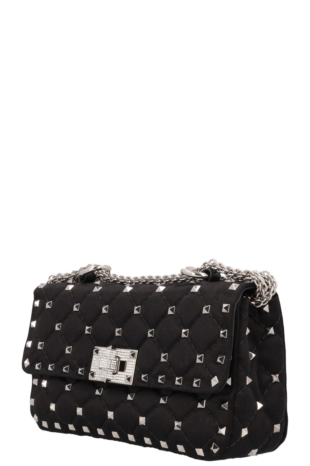 VALENTINO Petit sac Rockstud Spike Cristaux de soie Noir