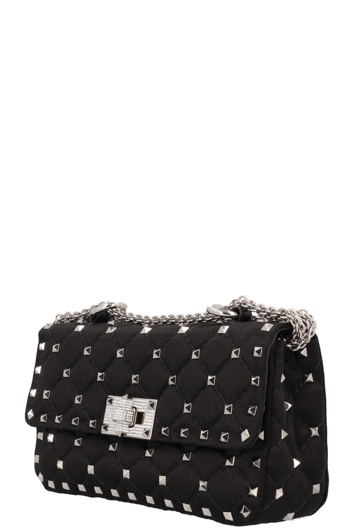 VALENTINO Petit sac Rockstud Spike Cristaux de soie Noir
