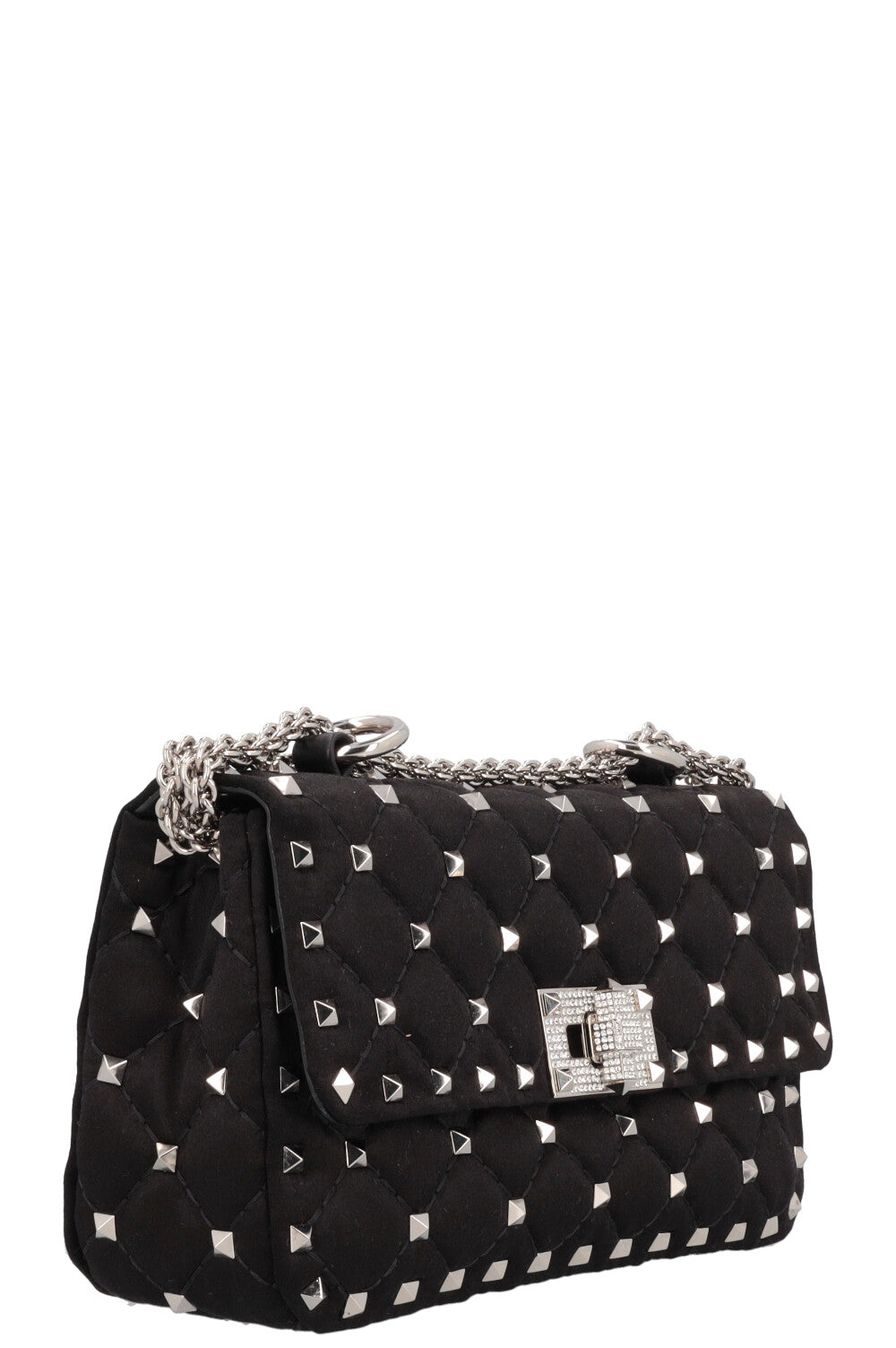 VALENTINO Petit sac Rockstud Spike Cristaux de soie Noir