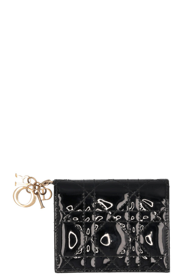 CHRISTIAN DIOR Portefeuille Lady Dior Vernis Noir