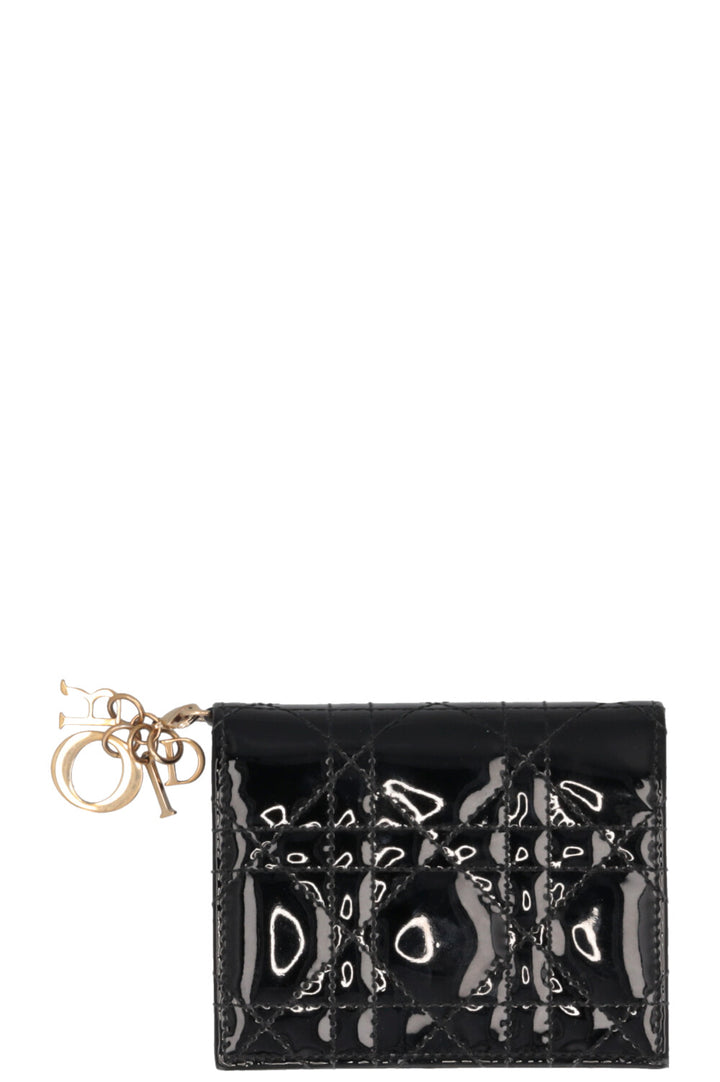 CHRISTIAN DIOR Lady Dior Wallet Patent Black