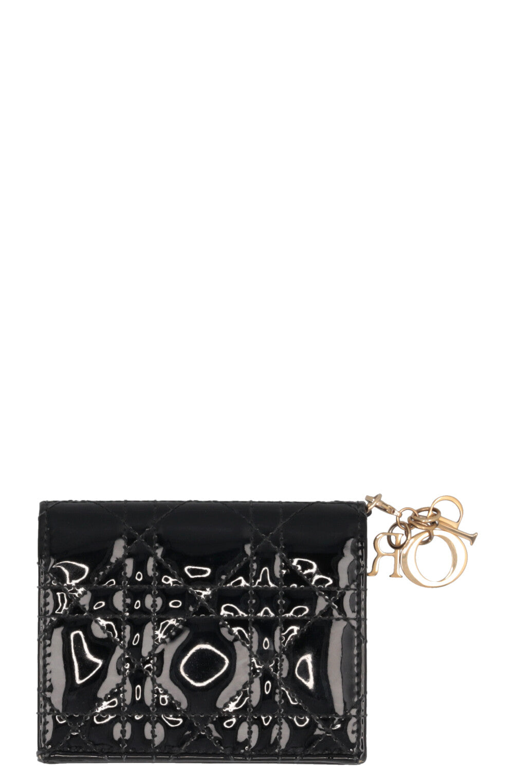 CHRISTIAN DIOR Lady Dior Wallet Patent Black