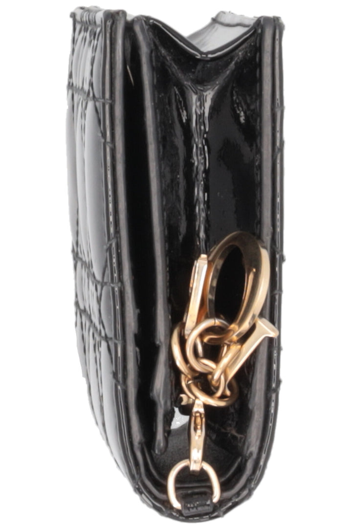 CHRISTIAN DIOR Lady Dior Wallet Patent Black
