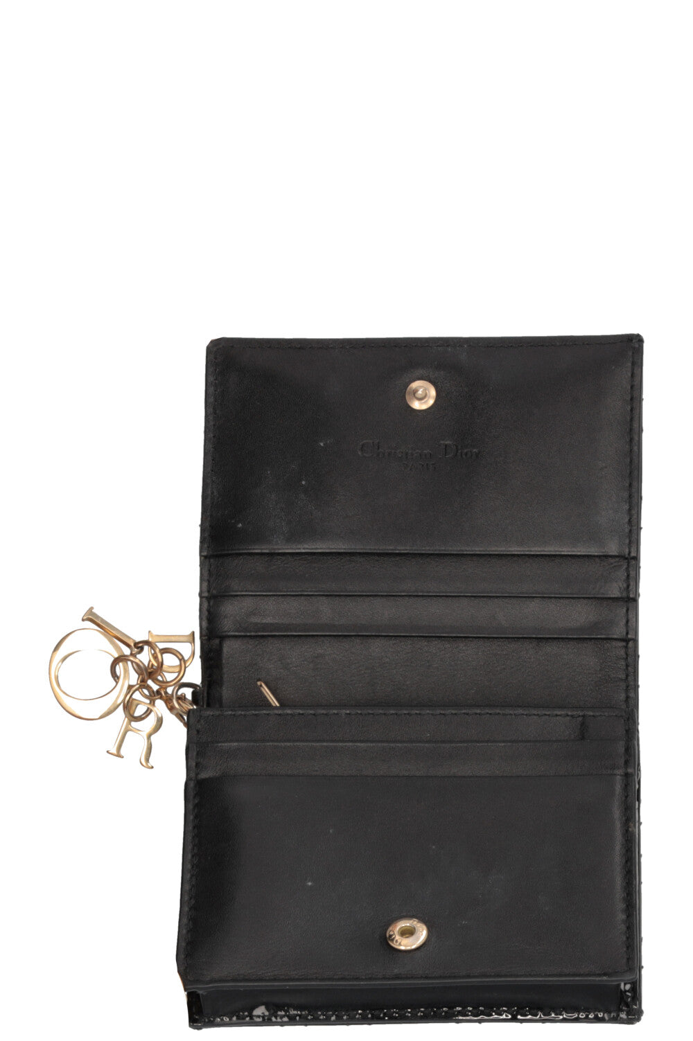 CHRISTIAN DIOR Lady Dior Wallet Patent Black