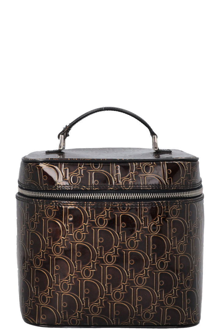 CHRISTIAN DIOR Beauty Case Patent Brown