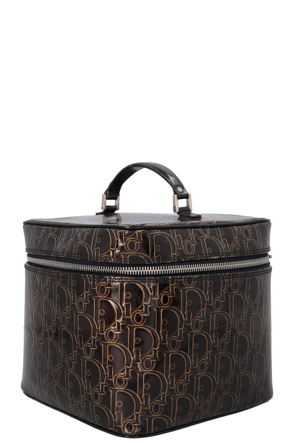 CHRISTIAN DIOR Beauty Case Patent Brown