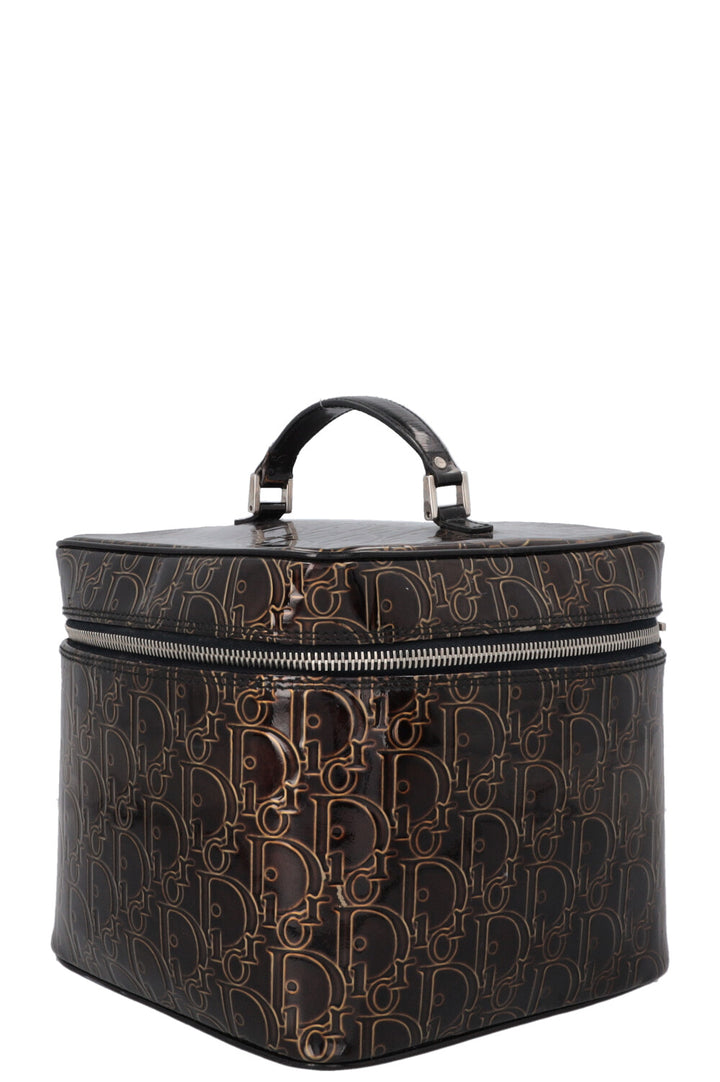 CHRISTIAN DIOR Beauty Case Patent Brown