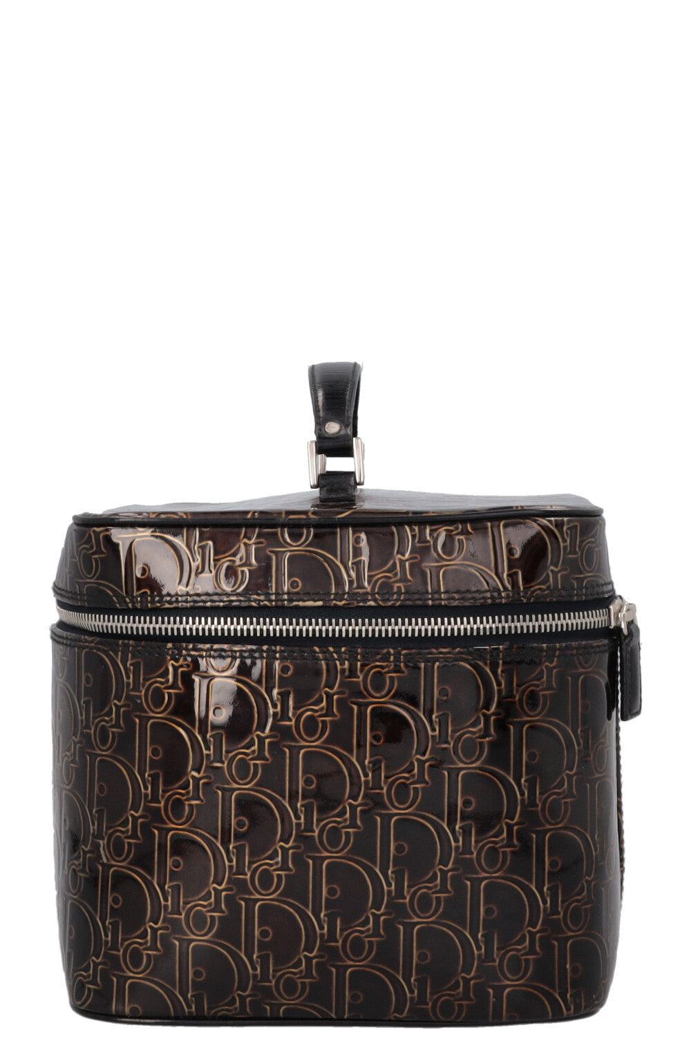 CHRISTIAN DIOR Beauty Case Patent Brown