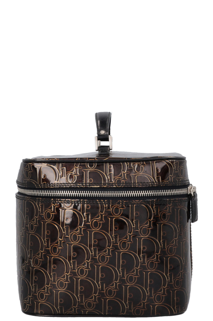 CHRISTIAN DIOR Beauty Case Patent Brown