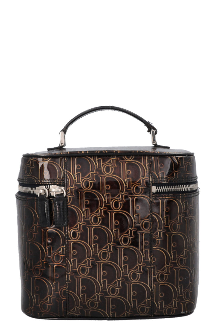 CHRISTIAN DIOR Beauty Case Patent Brown