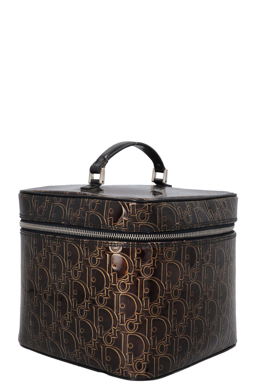 CHRISTIAN DIOR Beauty Case Patent Brown