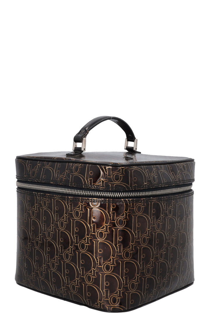 CHRISTIAN DIOR Beauty Case Patent Brown