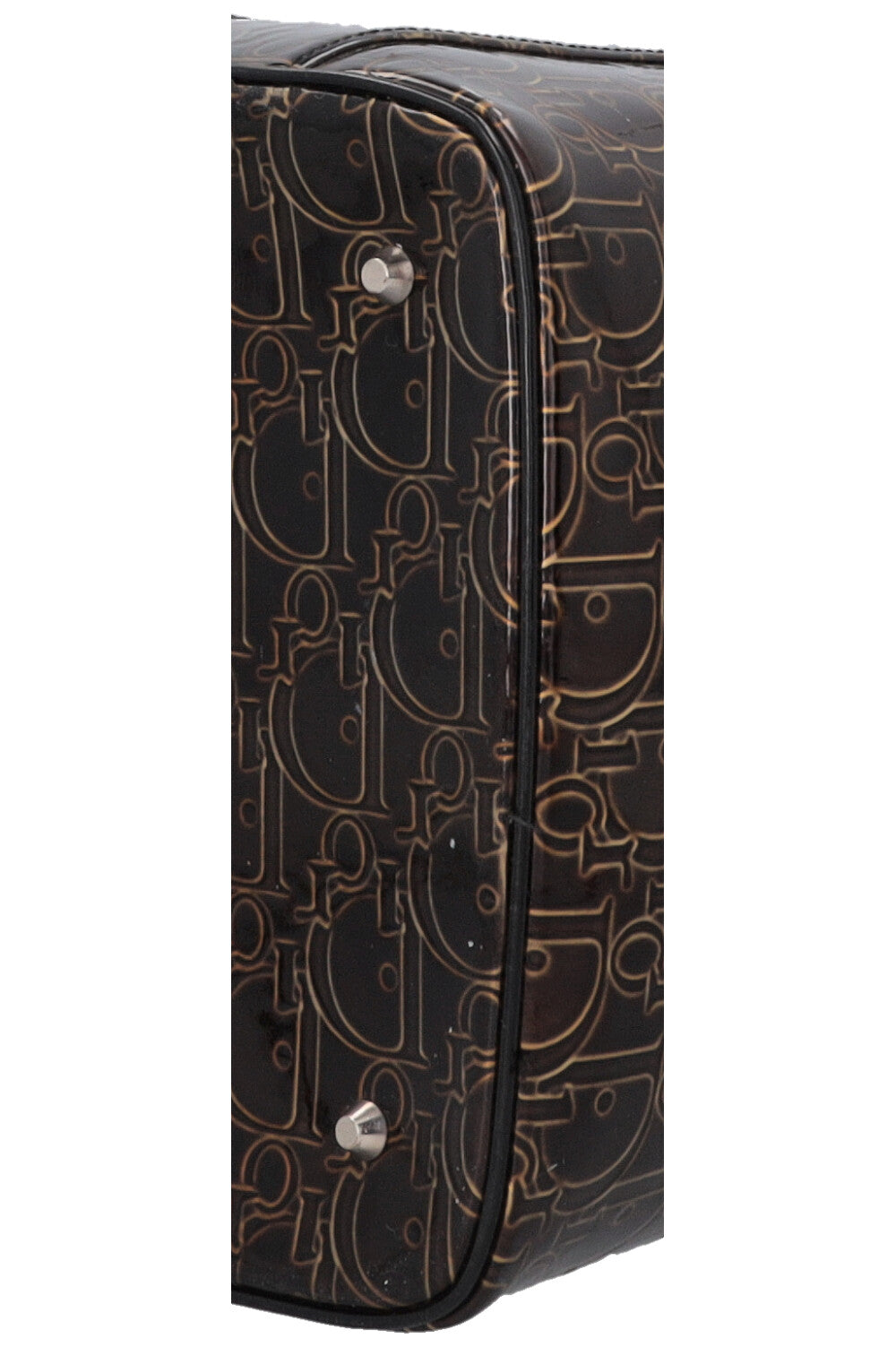 CHRISTIAN DIOR Beauty Case Patent Brown