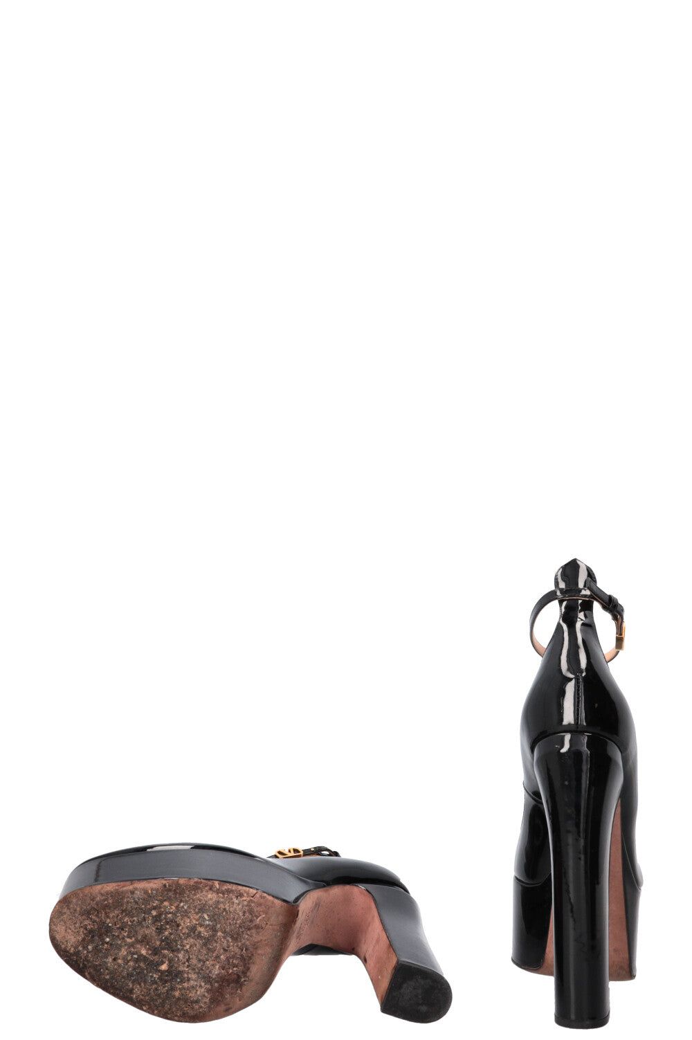 VALENTINO Tan Go Heels Patent Black