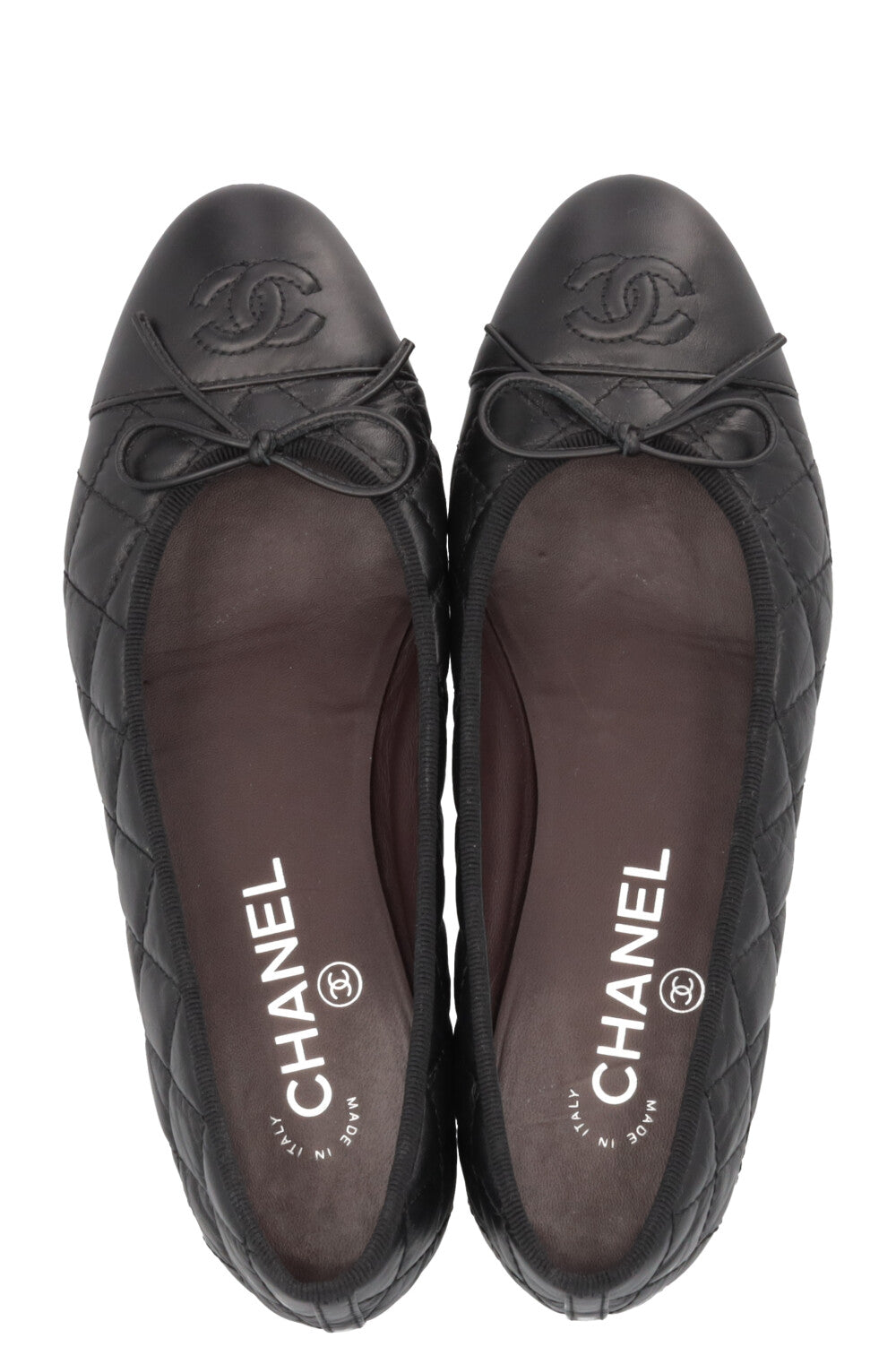 CHANEL Quilted CC Ballet Flats Black