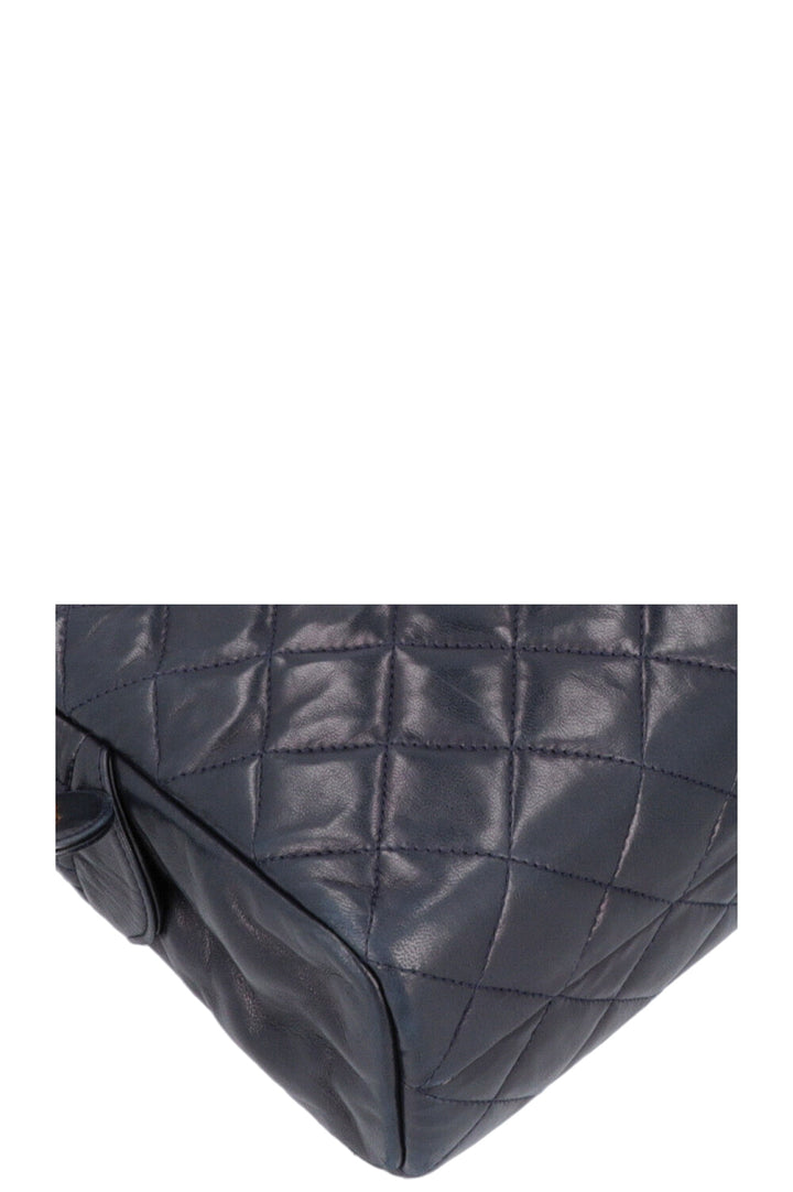 CHANEL Quilted Messenger Bag Blue