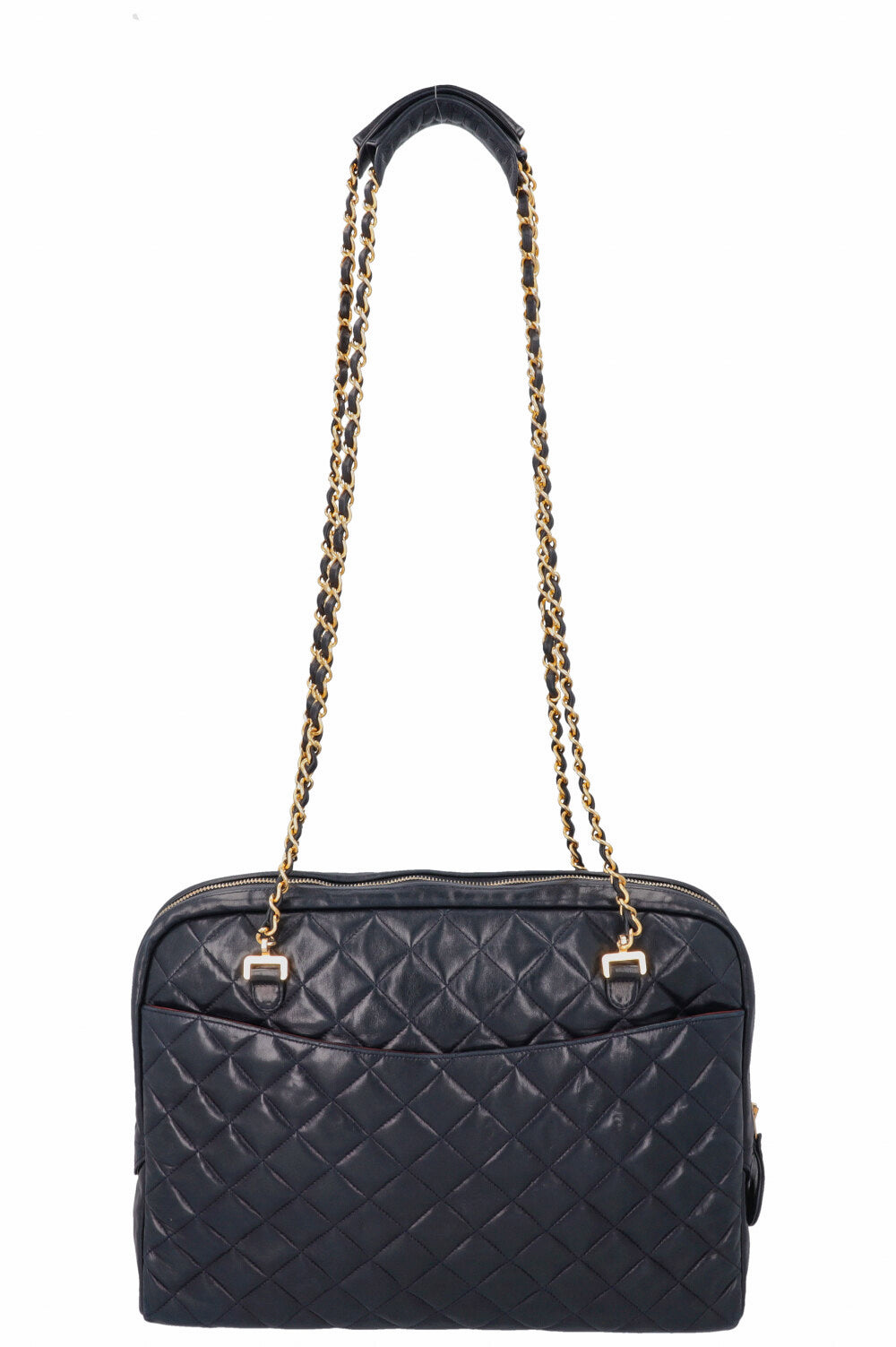 CHANEL Quilted Messenger Bag Blue