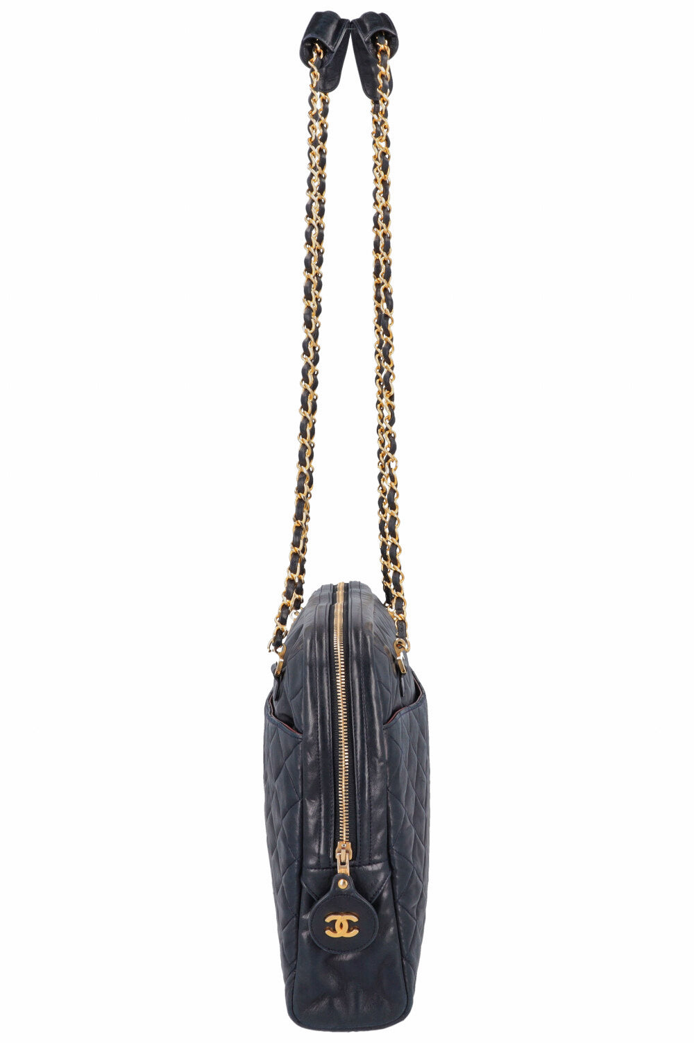 CHANEL Quilted Messenger Bag Blue