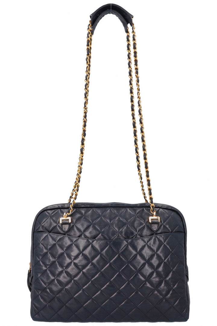 CHANEL Quilted Messenger Bag Blue