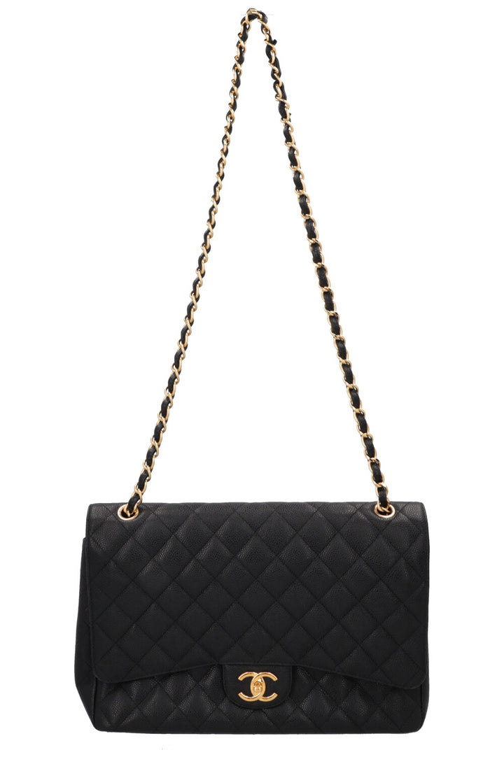 CHANEL Maxi Double Flap Bag Caviar Black