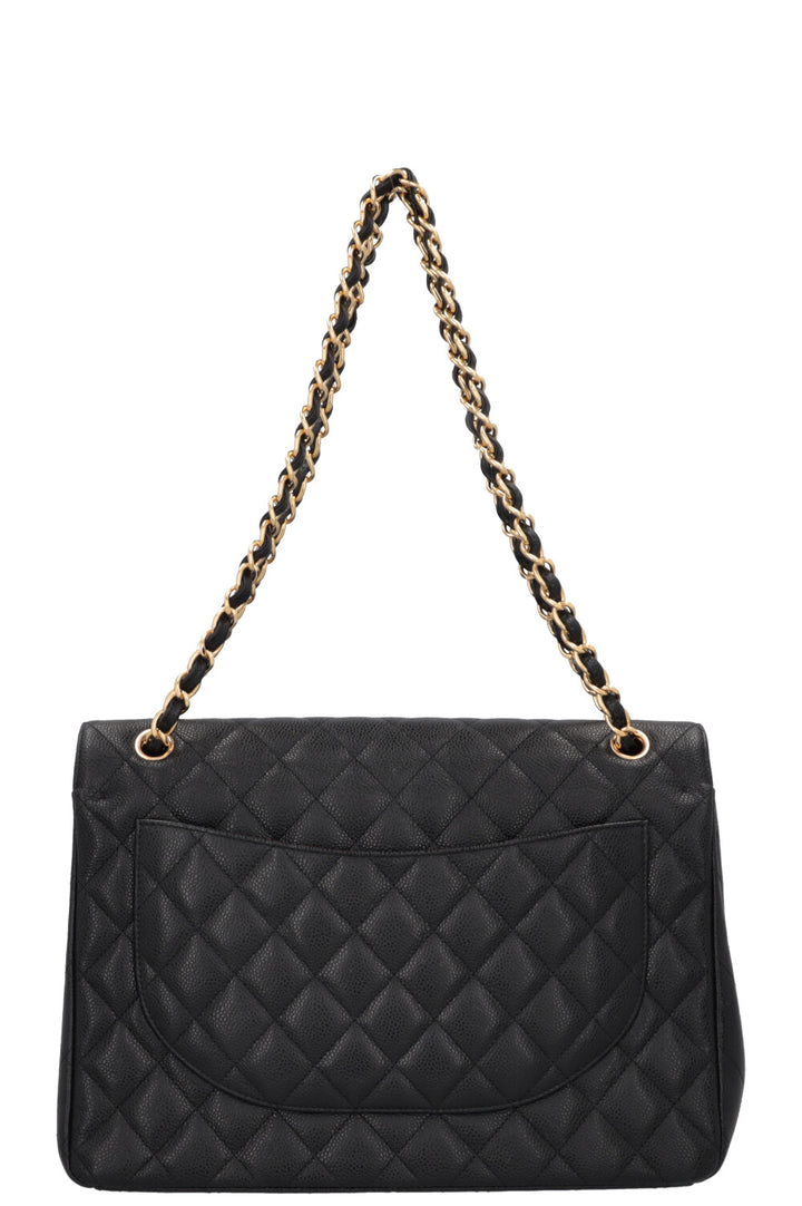 CHANEL Maxi Double Flap Bag Caviar Black