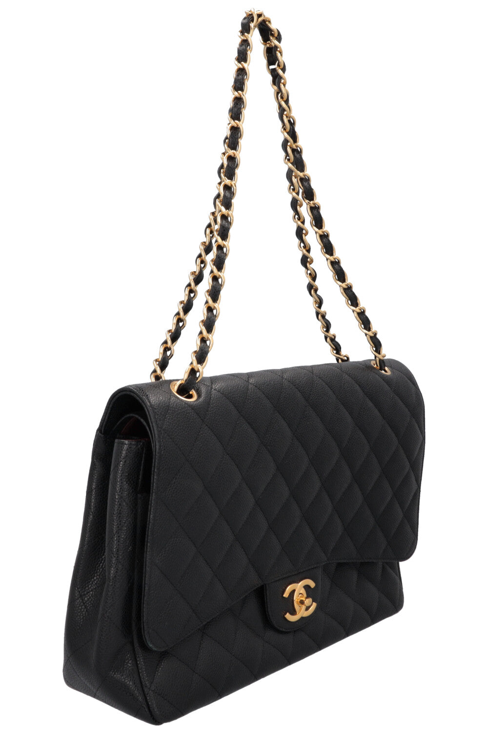 CHANEL Maxi Double Flap Bag Caviar Black