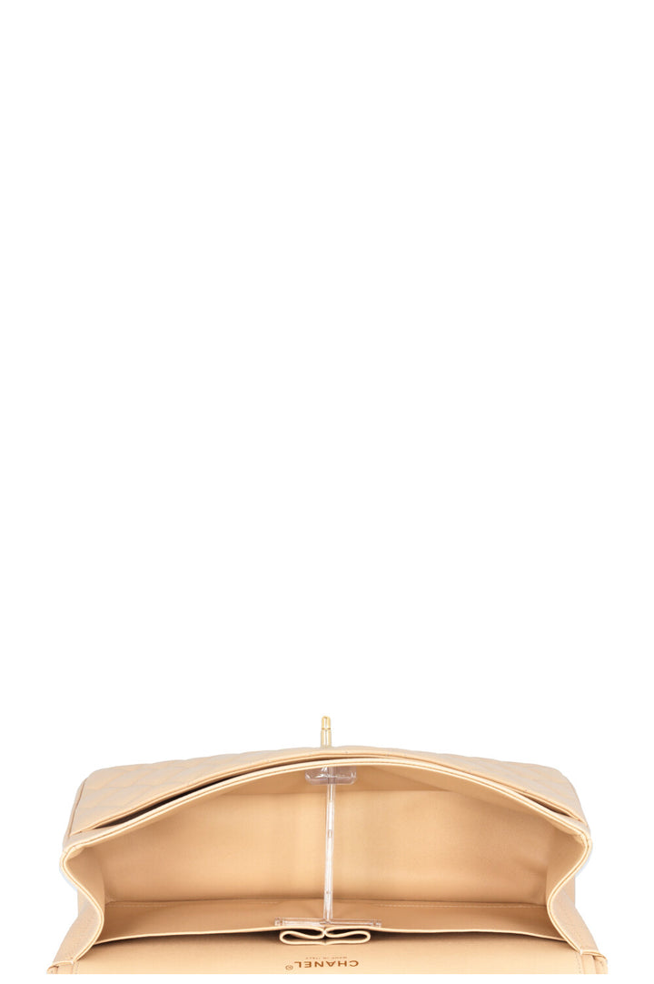 CHANEL Large Double Flap Bag Caviar Beige