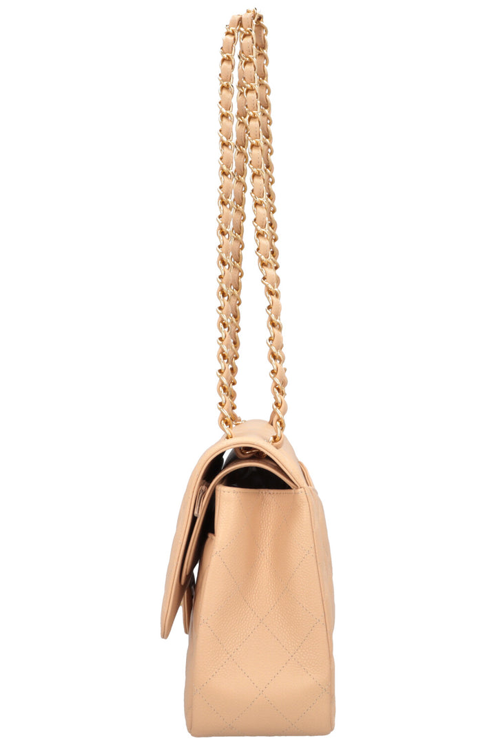 CHANEL Large Double Flap Bag Caviar Beige