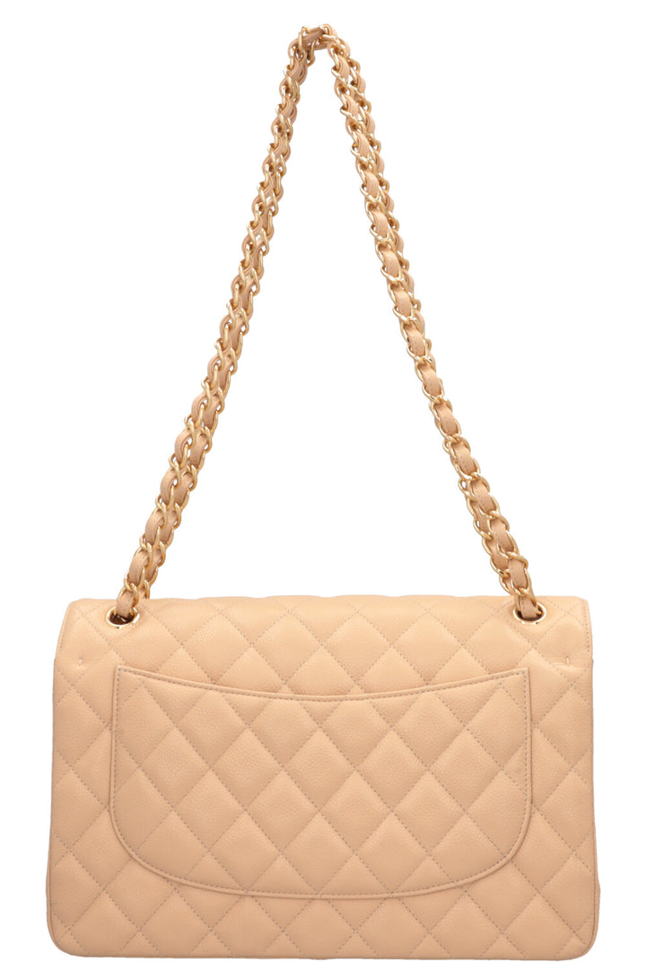 CHANEL Large Double Flap Bag Caviar Beige