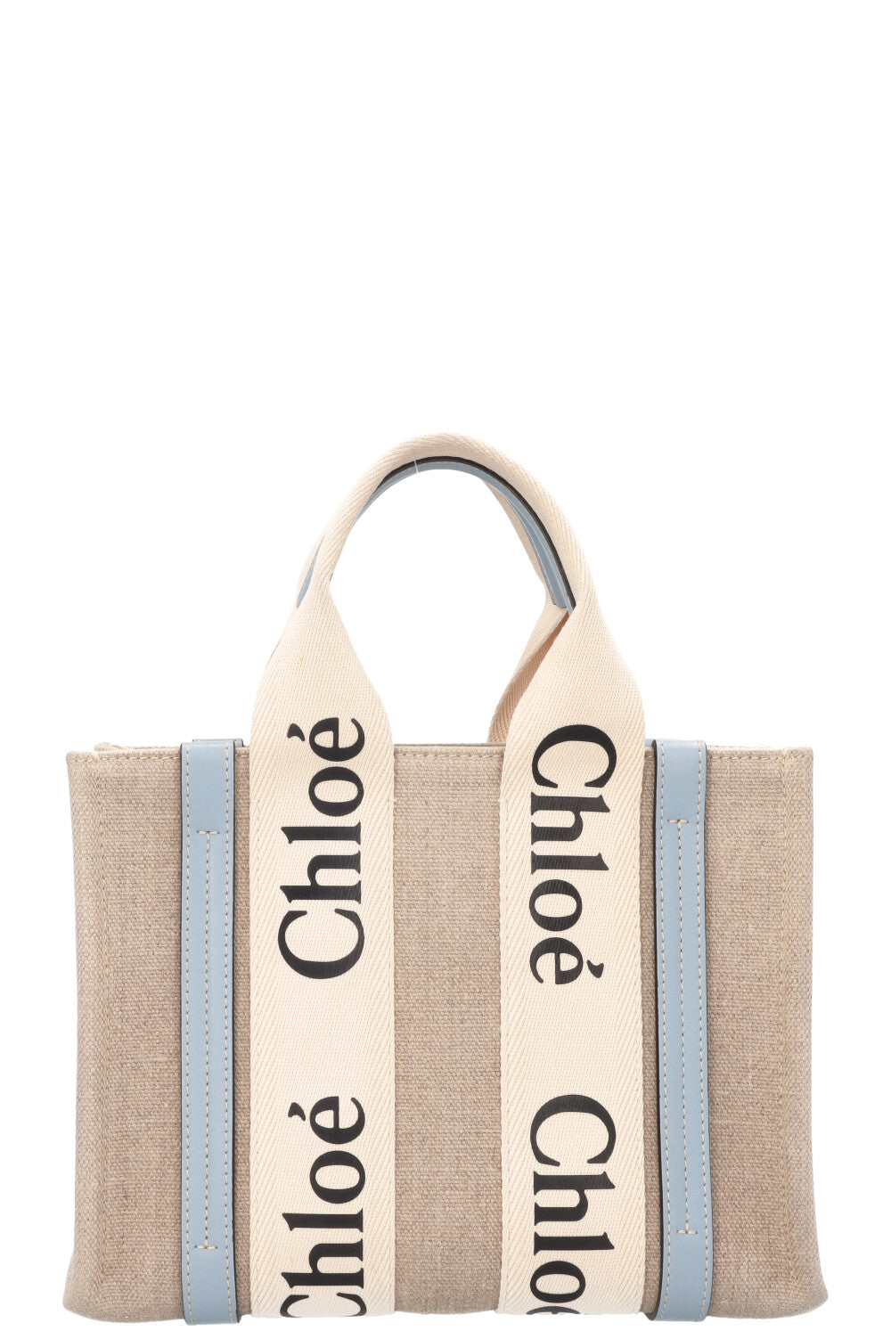 CHLOÉ Small Woody Tote Bag Canvas Blue