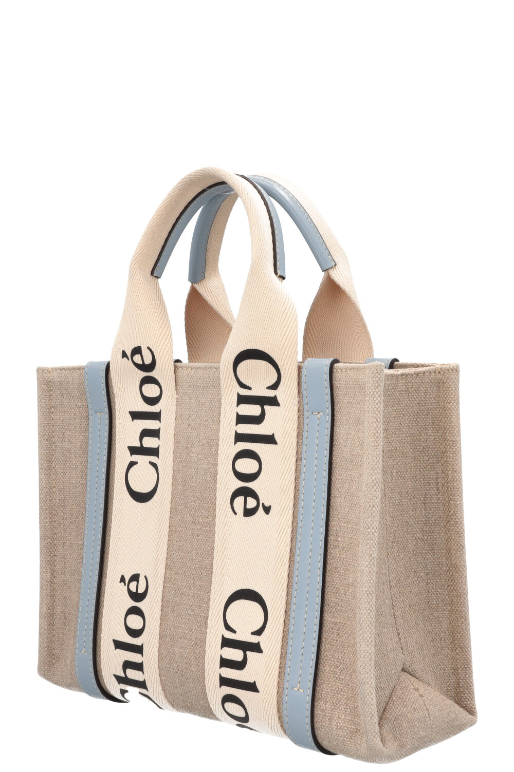 CHLOÉ Small Woody Tote Bag Canvas Blue