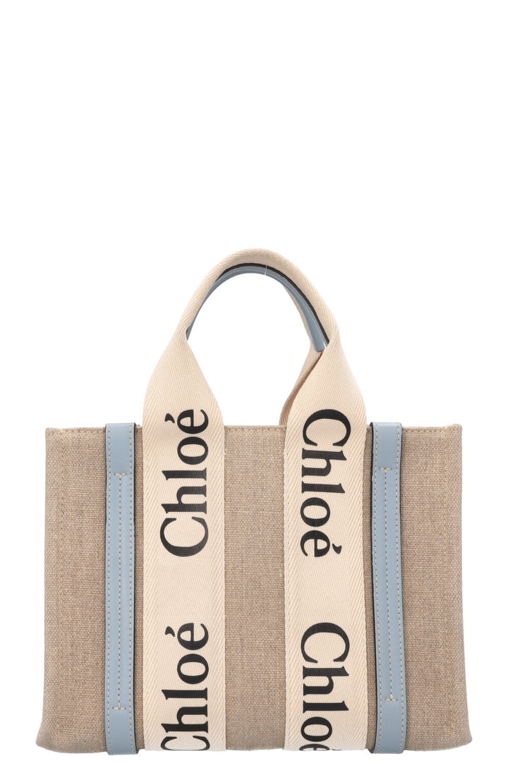 CHLOÉ Small Woody Tote Bag Canvas Blue