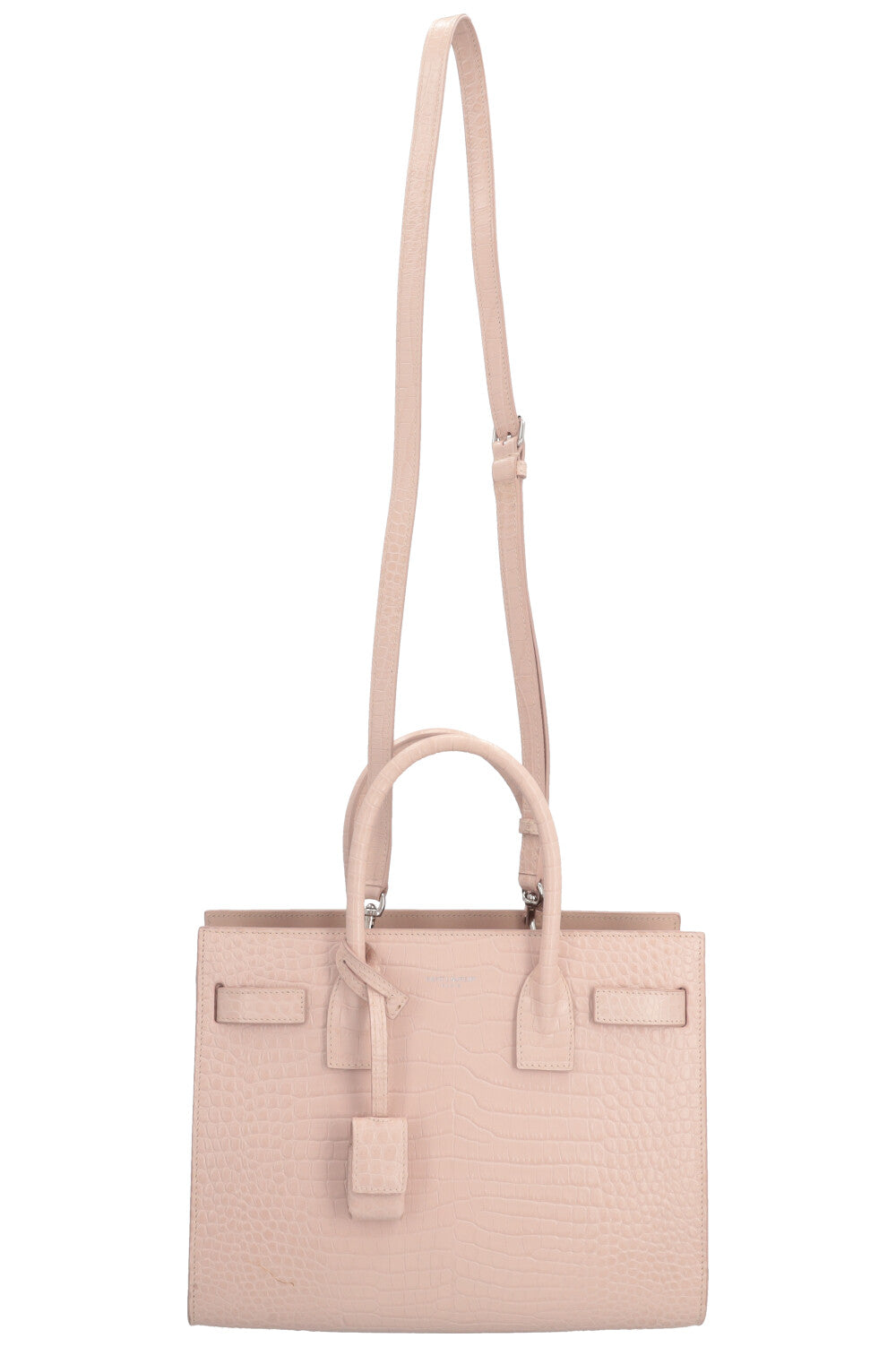 SAINT LAURENT Small Sac de Jour Croco Embossed Nude