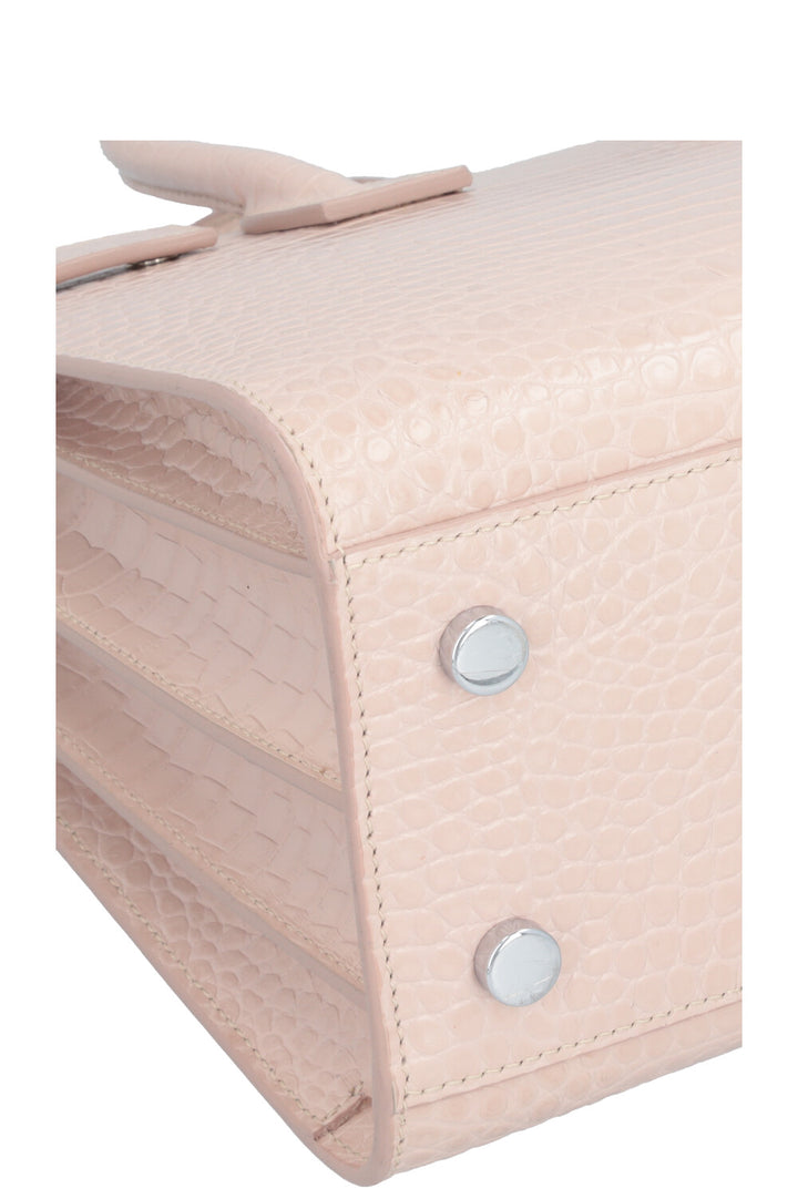 SAINT LAURENT Small Sac de Jour Croco Embossed Nude