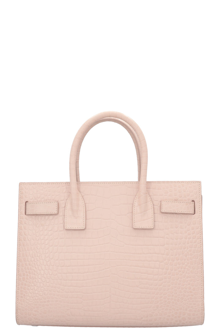 SAINT LAURENT Small Sac de Jour Croco Embossed Nude