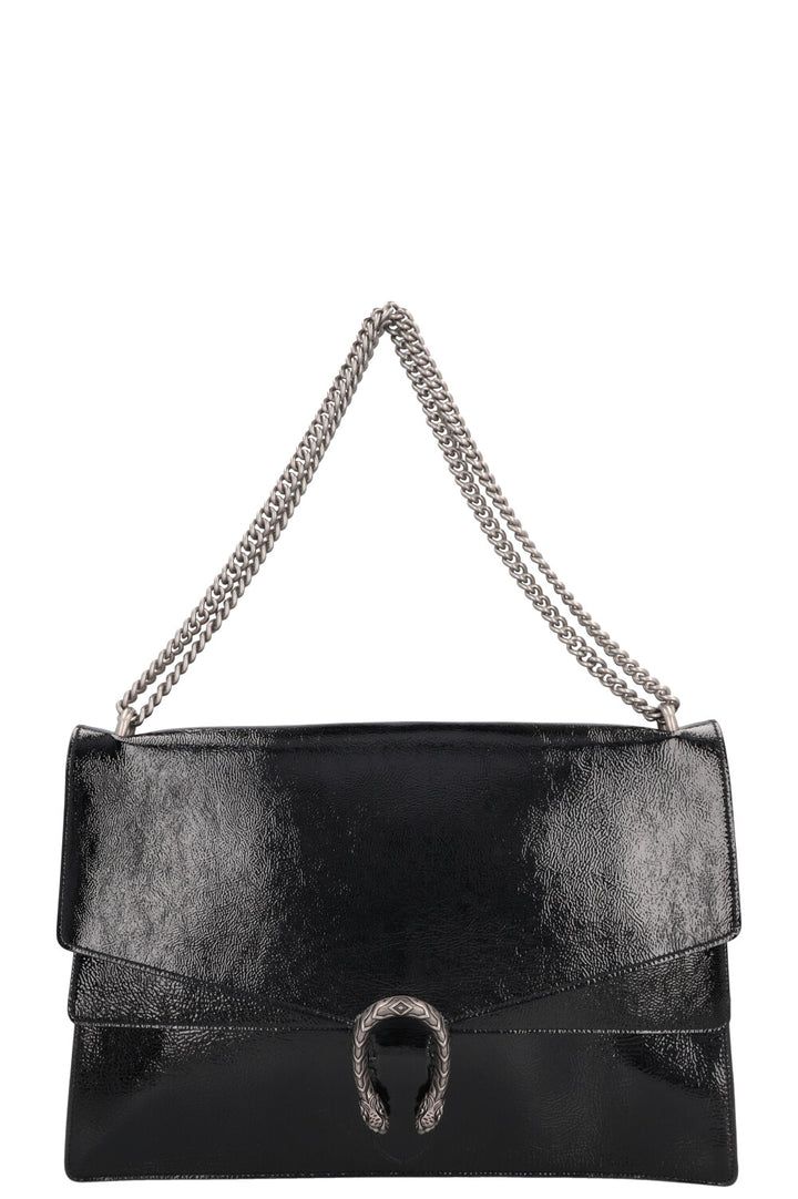 GUCCI Dionysus Large Shoulder Bag Patent Black