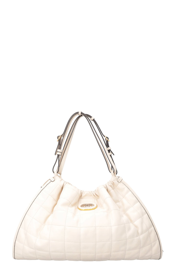GUCCI Deco Medium Hobo Bag Leather White