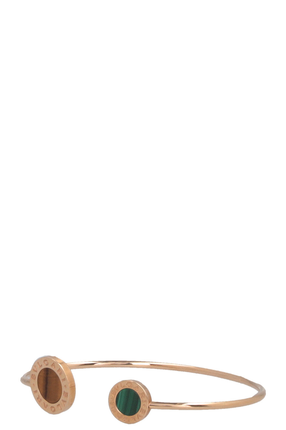 Manchette BVLGARI Flip en or rose 18 carats et œil de tigre en malachite