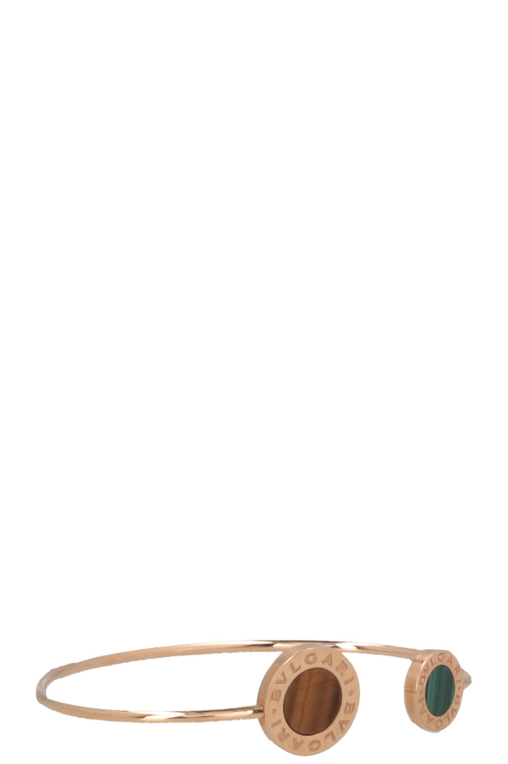 Manchette BVLGARI Flip en or rose 18 carats et œil de tigre en malachite