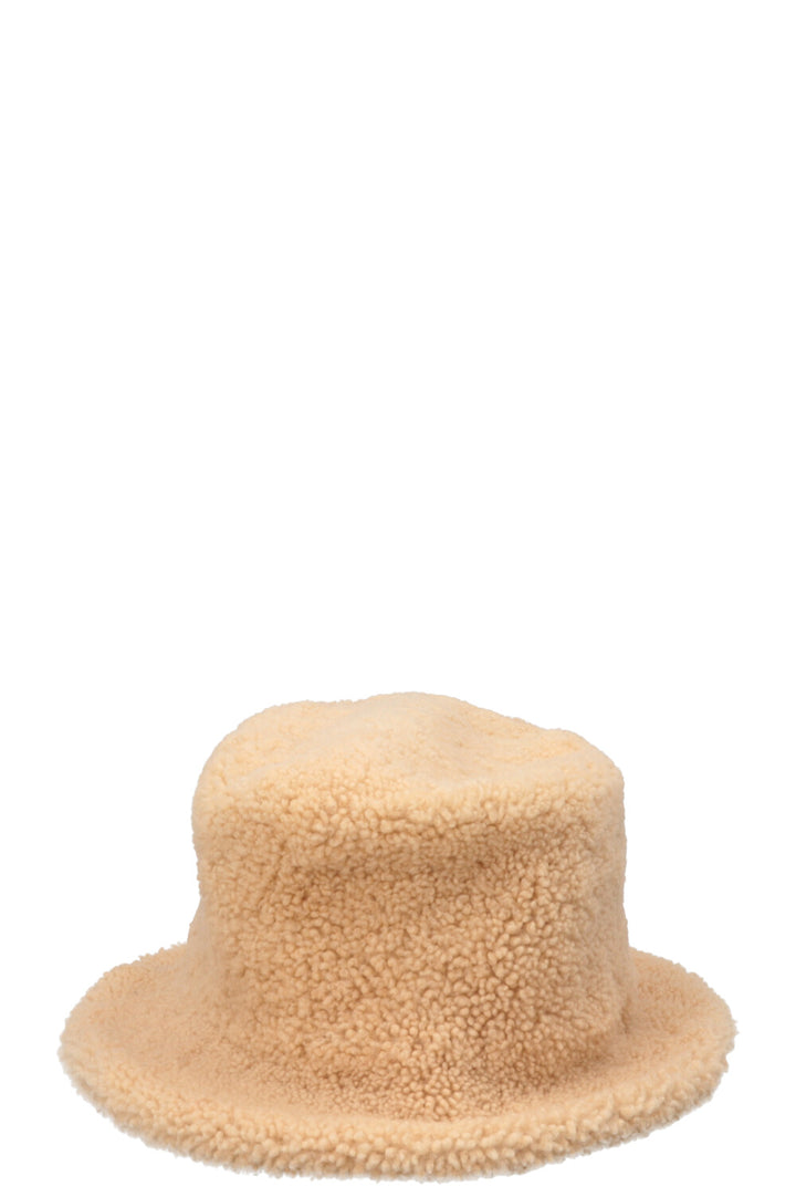 HERMÈS Shearling Bucket Hat Beige