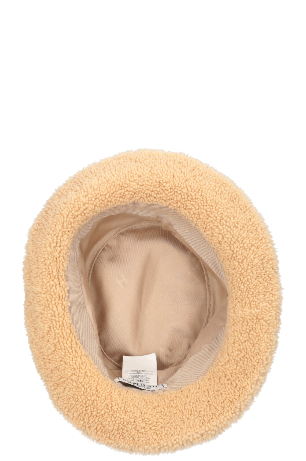 HERMÈS Shearling Bucket Hat Beige