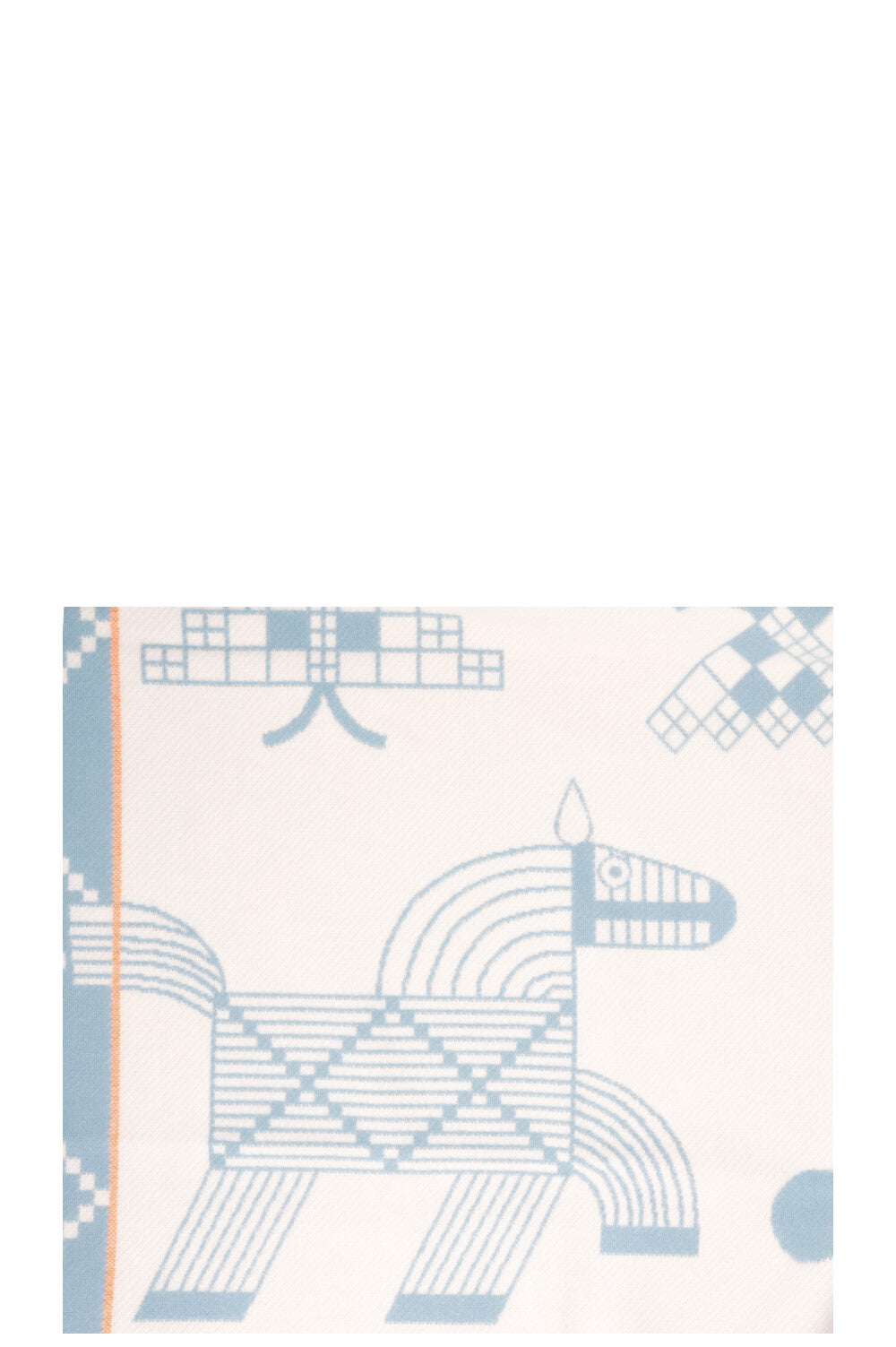 HERMÈS Avalon Animaux Plaid Wool Light Blue