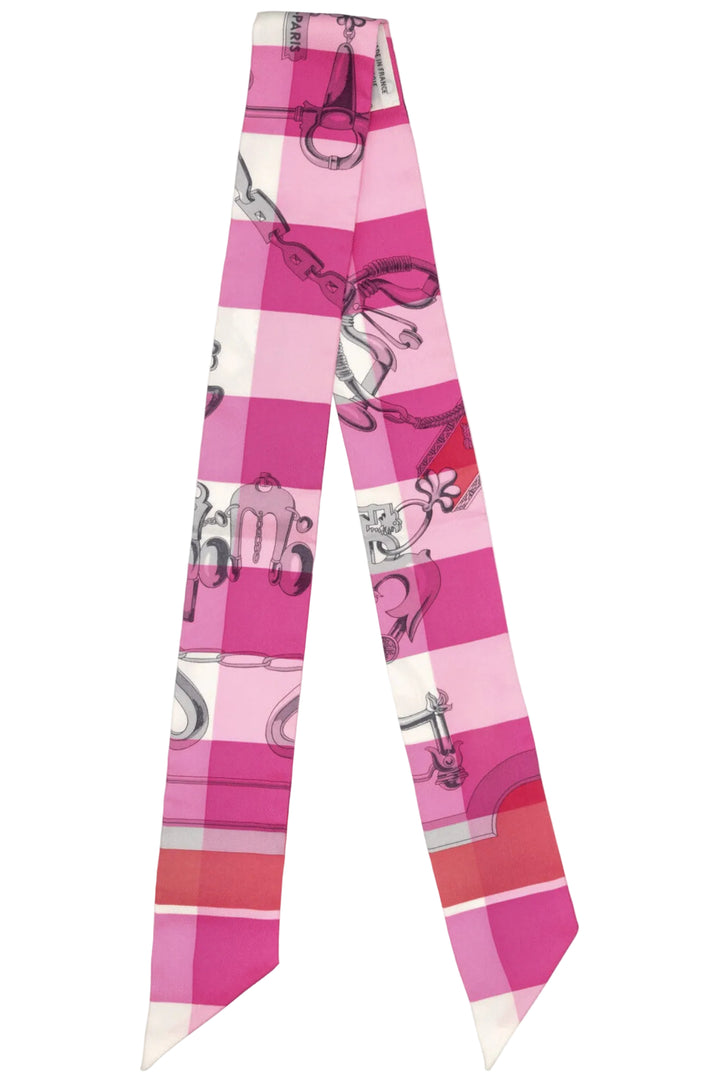 HERMÈS Mors Et Gourmettes Vichy Twilly Silk Pink