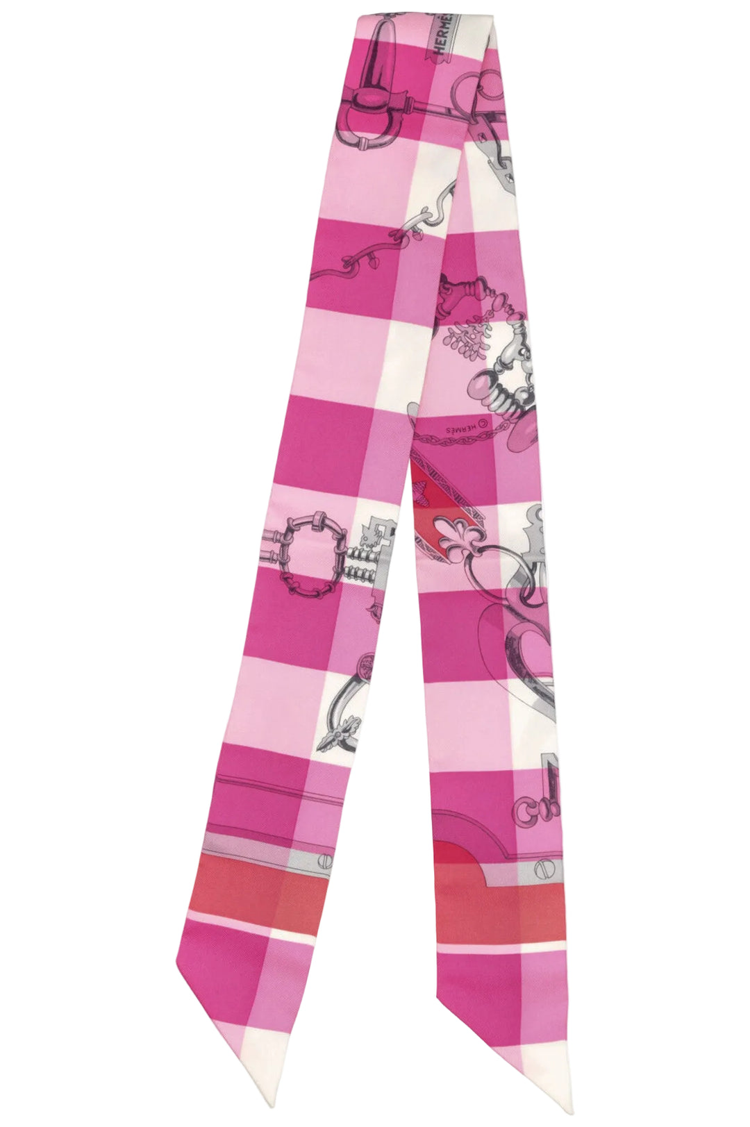 HERMÈS Mors Et Gourmettes Vichy Twilly Silk Pink