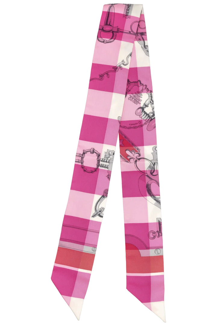 HERMÈS Mors Et Gourmettes Vichy Twilly Silk Pink
